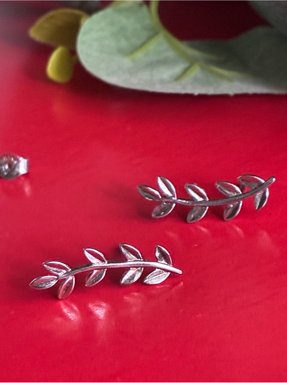 Sterling Silver Leaf Ear Climbers – Delicate Botanical Earrings 925